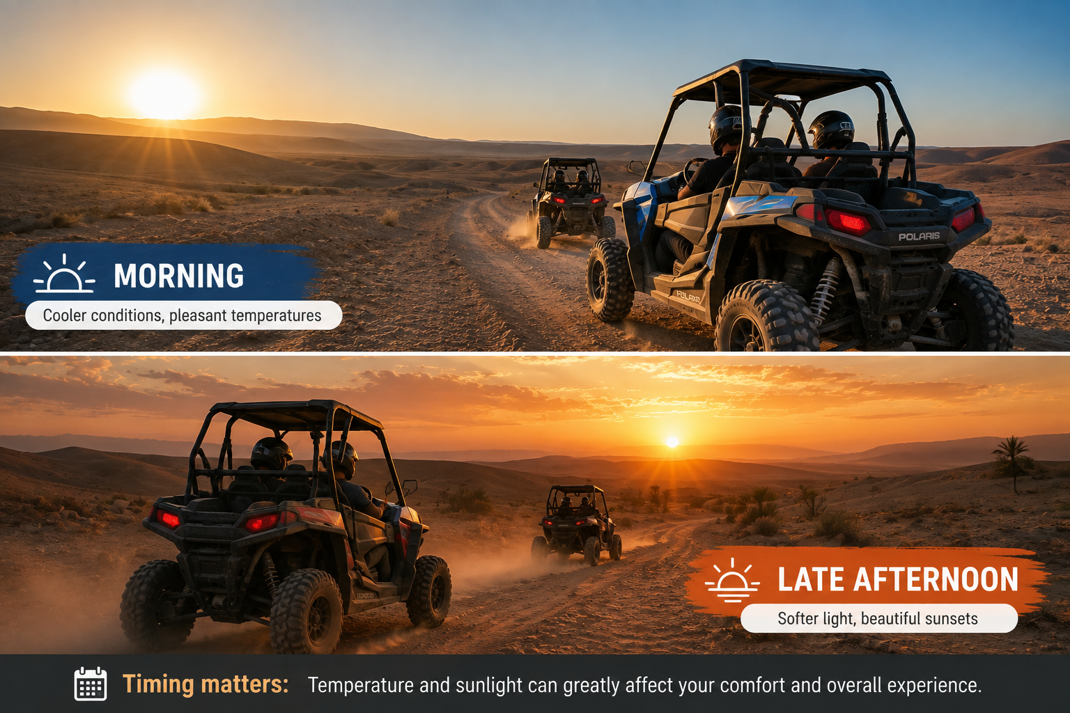 Morning and late afternoon Marrakech desert buggy tours